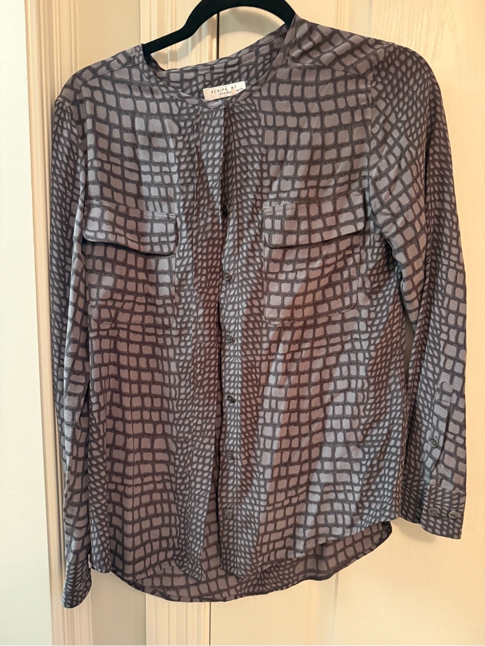 Equipment Gray Printed Silk Blouse XS